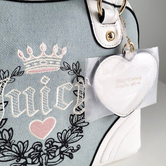 Juicy Couture Denim & White Satchel • Brand New • Crossbody/Top Handle - Picture 2 of 11